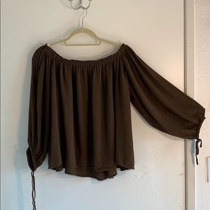 Off the shoulder blouse, moss green color